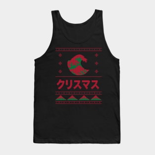 Red and Green Japanese Ugly Christmas Aesthetic Great Wave Tank Top